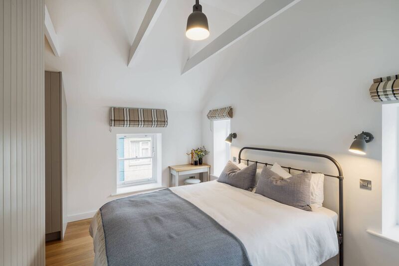 A bedroom in the renovated end-of-terrace property.