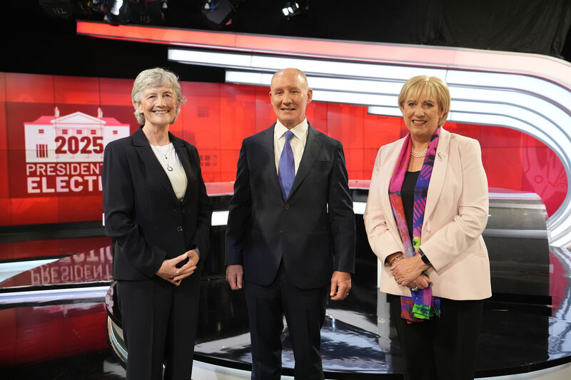 Presidential election candidates — Independent TD Catherine Connolly, Fianna Fáil nominee Jim Gavin, and Fine Gael's Heather Humphreys — participated in the first televised election debate on 'The Tonight Show' on Virgin Media on Monday. Picture: NT Ansell/PA Presidential election candidates — Independent TD Catherine Connolly, Fianna Fáil nominee Jim Gavin, and Fine Gael's Heather Humphreys — participated in the first televised election debate on 'The Tonight Show' on Virgin Media on Monday. Picture: NT Ansell/PA
