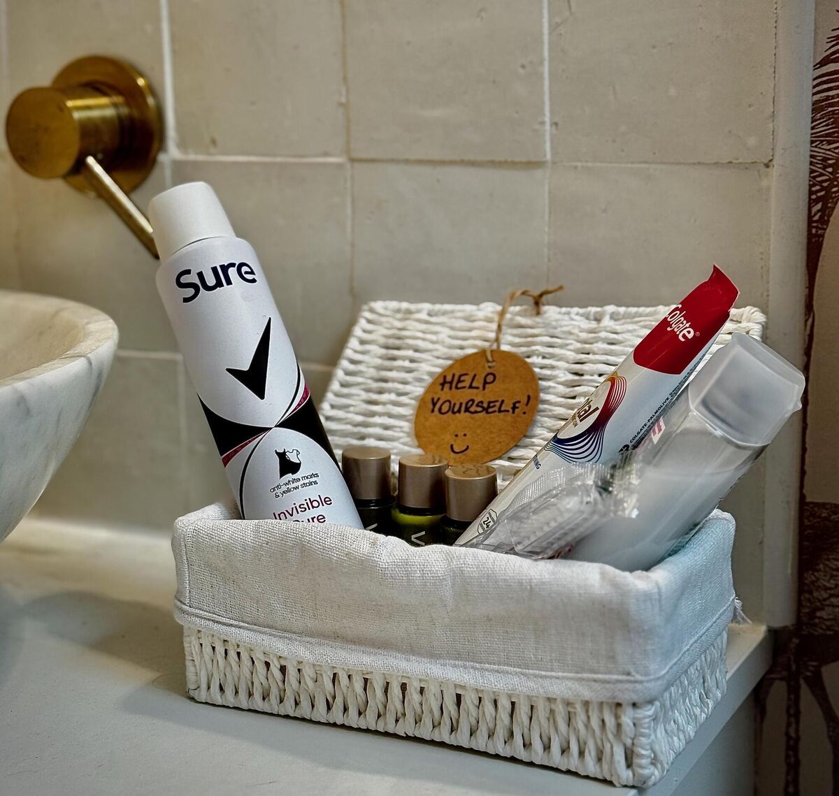 Leaving toiletries out for guests is a nice touch, Jennifer Sheahan discovered. Leaving toiletries out for guests is a nice touch, Jennifer Sheahan discovered.