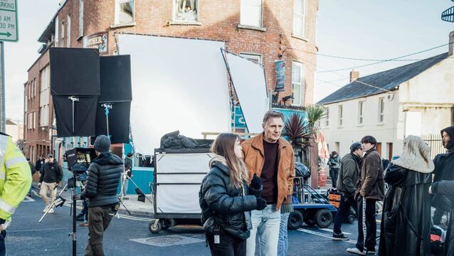 <p>Liam Neeson on set in Limerick. Picture: Film in Limerick</p>