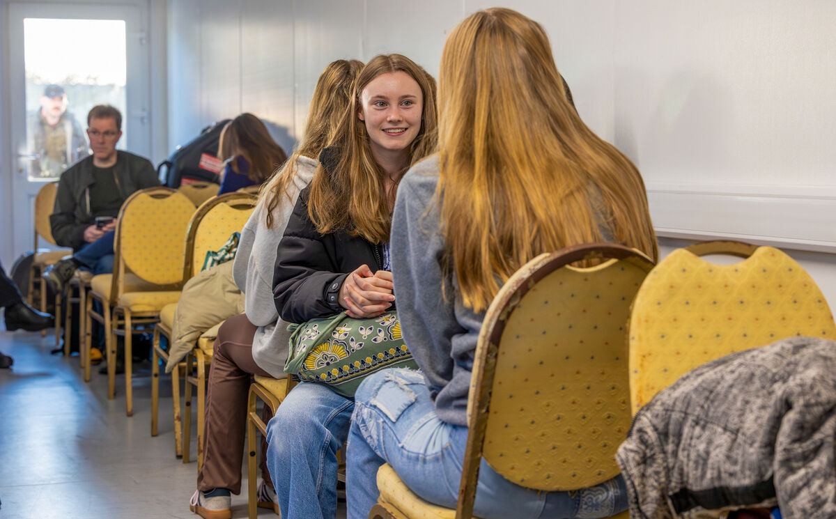 Jennifer Darrington waiting to be called for hair, make-up and costume.