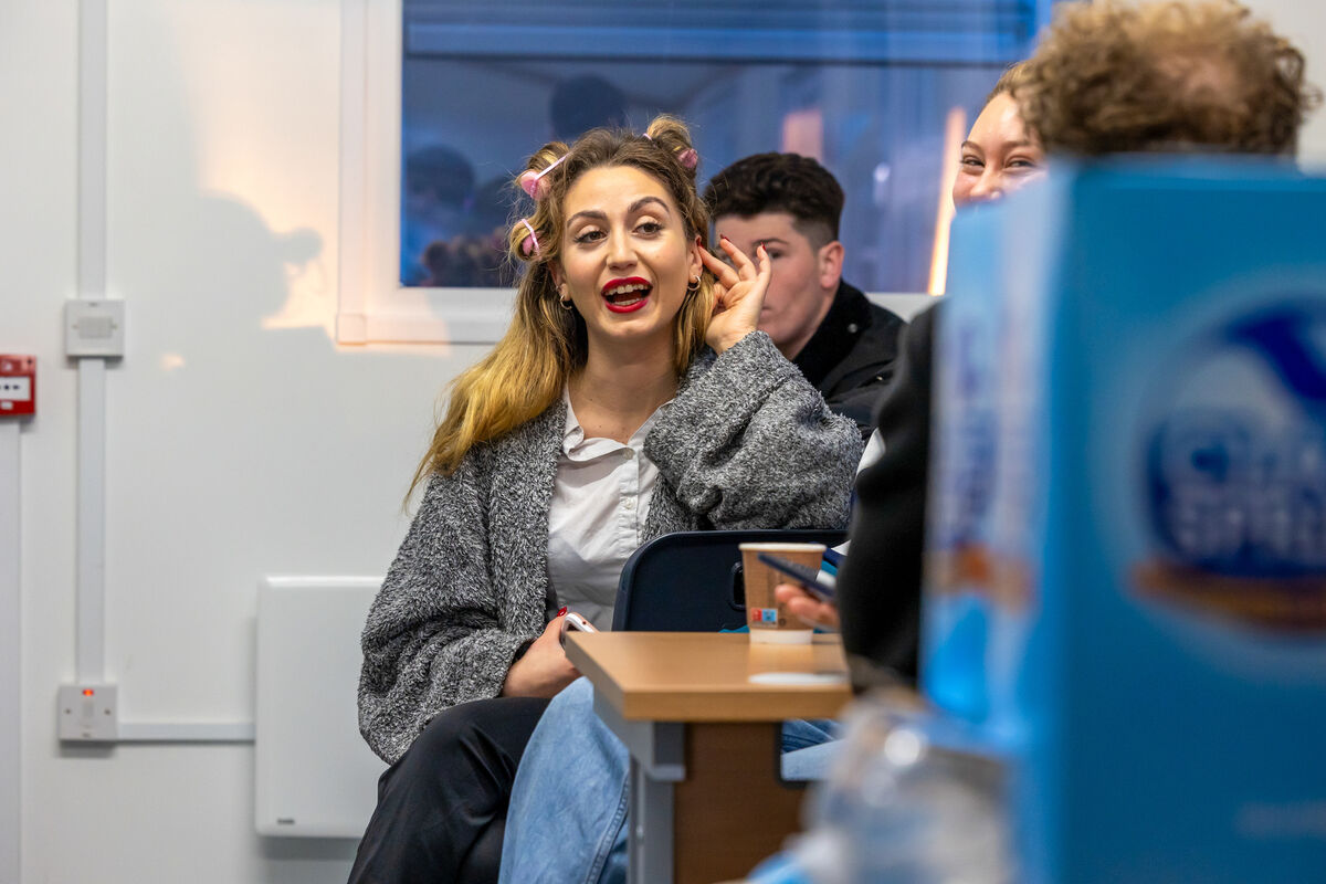 Kenmare barrista May Zinger waiting to be called by the costume department. 