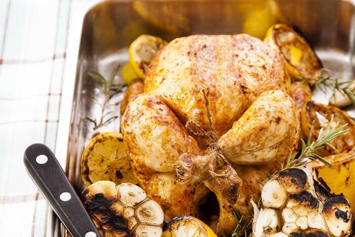 Chicken Roasted with Whole Cloves of Garlic