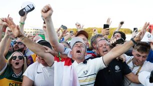 <p>ECSTACY: Rory McIlroy celebrates with European fans after their 15-13 Ryder Cup win over the US at Bethpage in Farmingdale, New York. Pic: Richard Heathcote/Getty Images</p>
