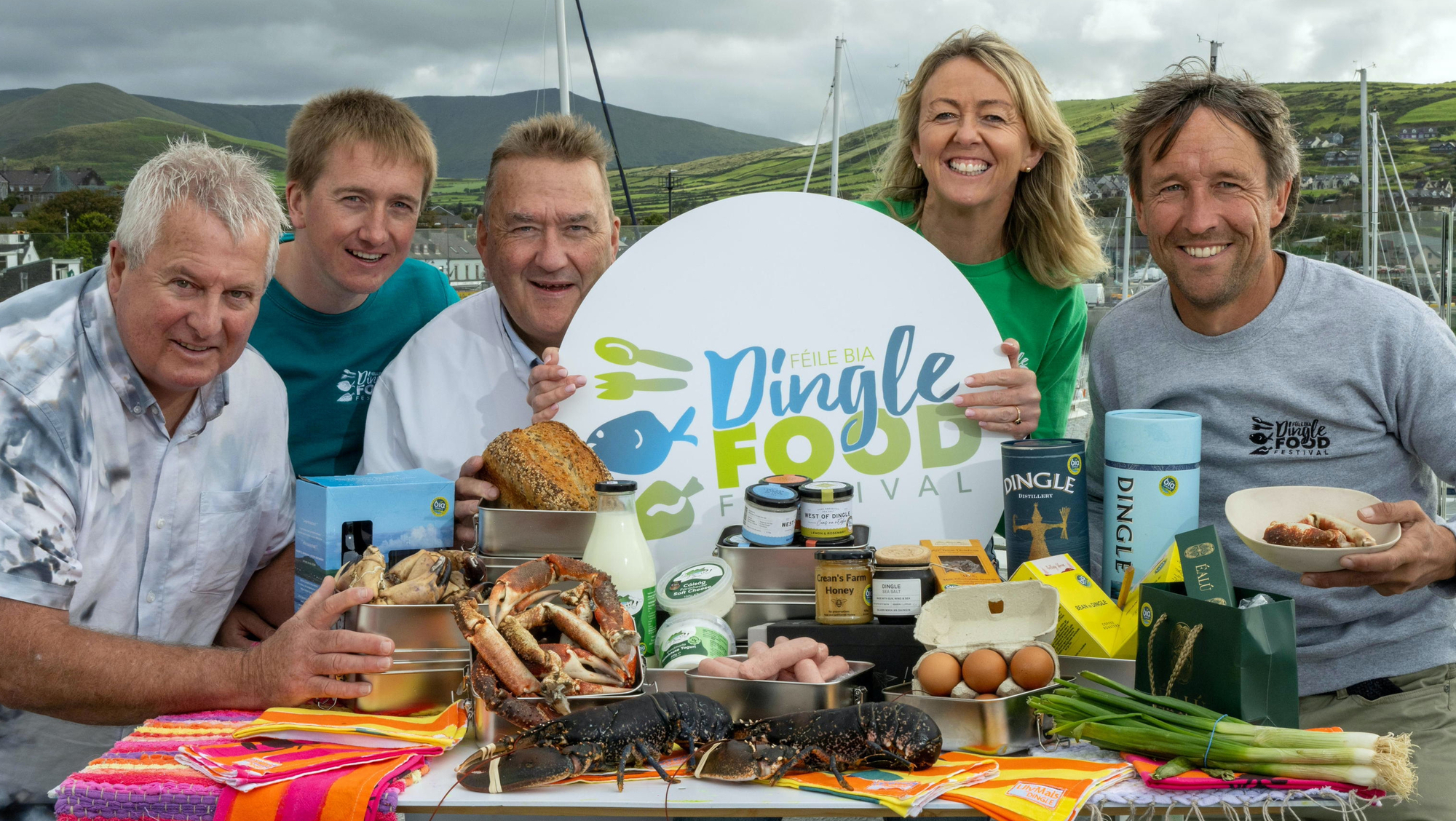 Feargal Ó Cinnéide, Ciarán Williams, Martin Bealin, Niamh O'Kennedy, and Darach Ó Murchú at the launch of the Dingle Food Festival which takes place in and around the Co Kerry town from October 3 to 5. Picture: Don MacMonagle