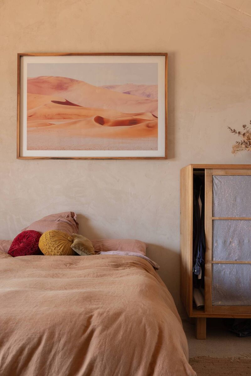 A bedroom at Erin and Harrison's home in West Clare. Picture: Shantanu Starick