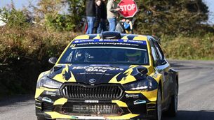 <p>Donegal's Michael Boyle/ Dermot McCafferty (Skoda Fabia RS Rally2) took a dramatic late victory in the Cork '20' Rally, the final round of the NAPA Auto Parts Irish Tarmac Rally Championship after their long time rivals and then leaders Desi Henry/Andy Hayes (Ford Fiesta Rally2) retired on the penultimate stage following an off road excursion. Picture: Martin Walsh. </p>