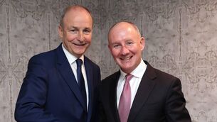 <p> Micheál Martin shakes hands with Jim Gavin at the Fianna Fáil party think-in in Cork last month. Picture: Damien Eagers </p>