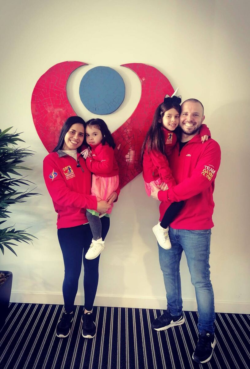Luiza Bertunes Zaboto (right) with her dad Leonardo, and mum Regiane and sister Helena, at The Christie NHS Foundation Trust in Manchester in October 2023