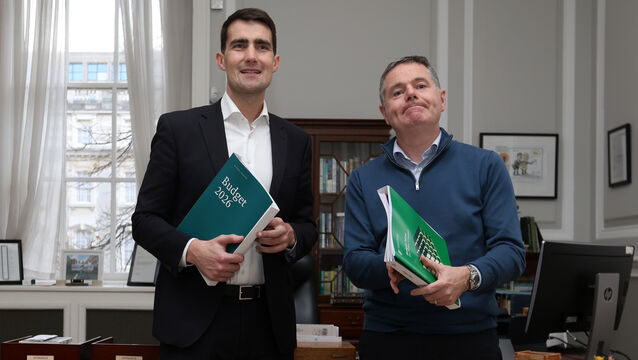 <p>Minister for public expenditure Jack Chambers and finance minister Paschal Donohoe put the finishing touches on Budget 2026 ahead of its announcement on Tuesday. Picture: Sasko Lazarov/© RollingNews.ie</p>