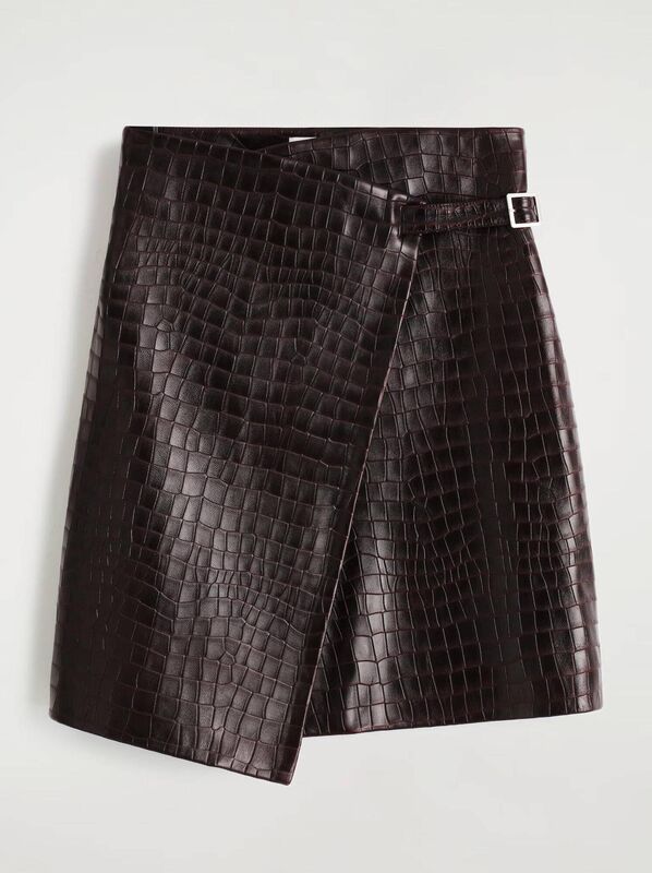 Croc-embossed leather wrap skirt, COS, €399 Croc-embossed leather wrap skirt, COS, €399