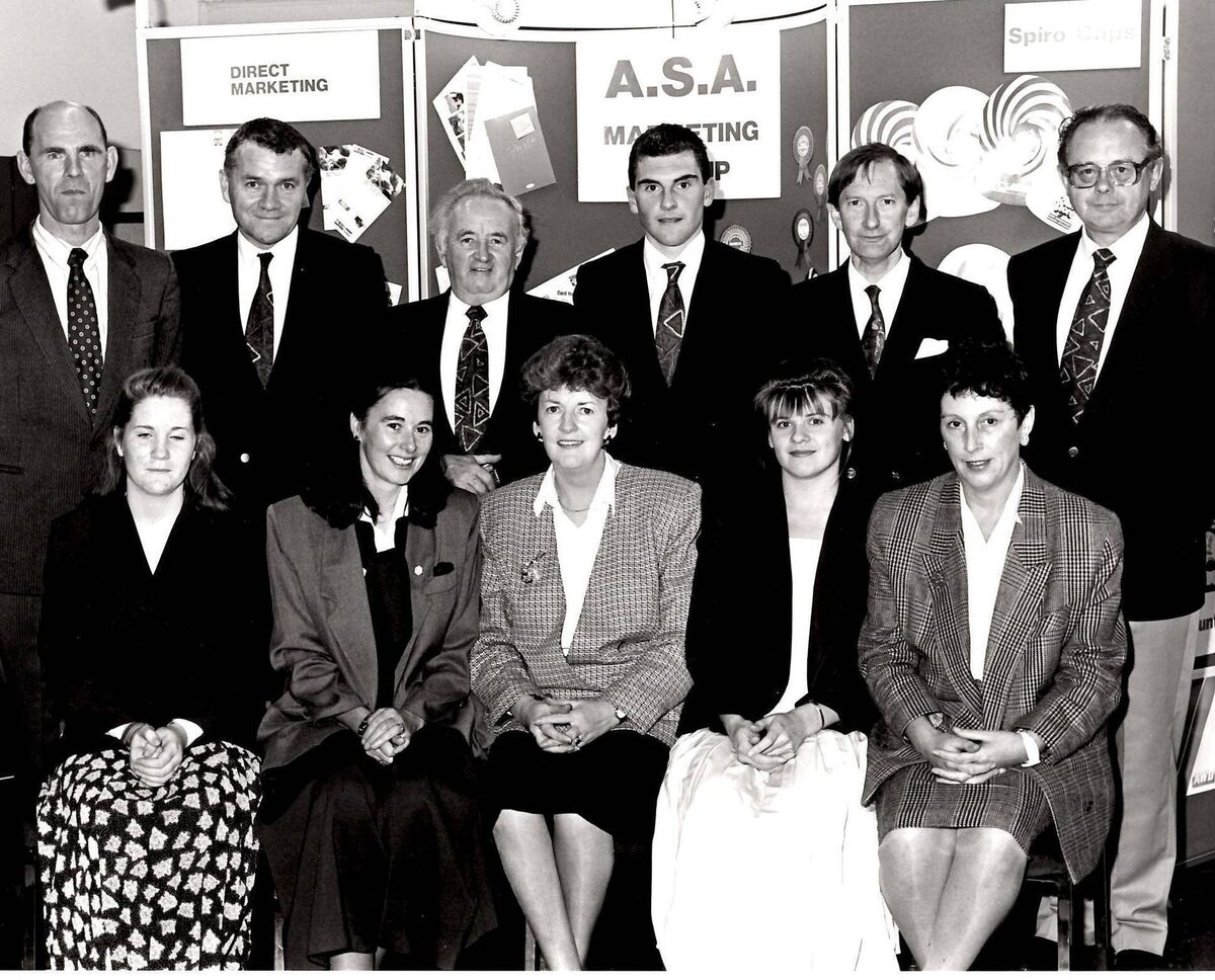 ASA Group in the 1990s: (back) Peter McManamon, Dermot Murphy (RIP), Pat Morley, Aodh Bourke, Derry O'Shaughnessy. (front) Ruth Horgan, Judith Bourke, Olive O'Shaughnessy, Susan O'Connell, Hazel Watchorn. ASA Group in the 1990s: (back) Peter McManamon, Dermot Murphy (RIP), Pat Morley, Aodh Bourke, Derry O'Shaughnessy. (front) Ruth Horgan, Judith Bourke, Olive O'Shaughnessy, Susan O'Connell, Hazel Watchorn.