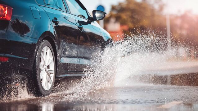 <p>Is it safe to drive on a flooded road?</p>
