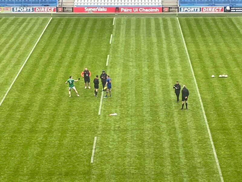 Captains Luke Fahy and Steven Sherlock during the toss.