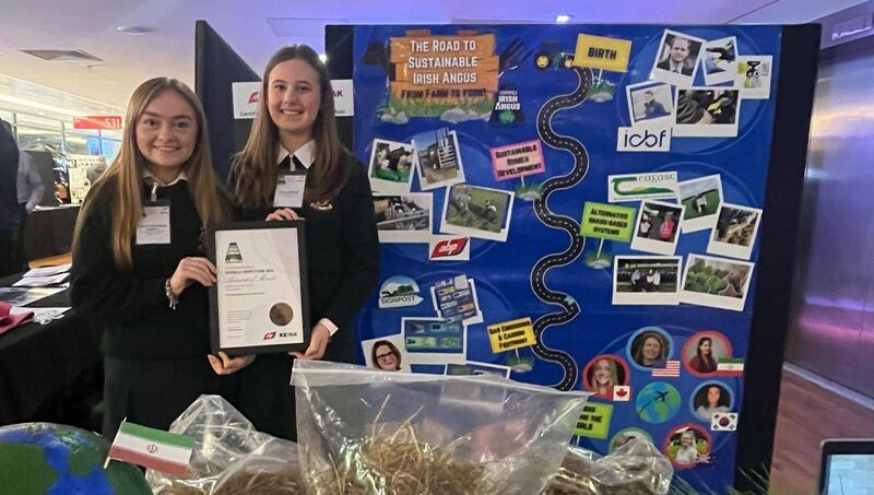 From left: Hollie-Mae Power Sinnott, and Grace Warren at the Croke Park exhibition of their project
