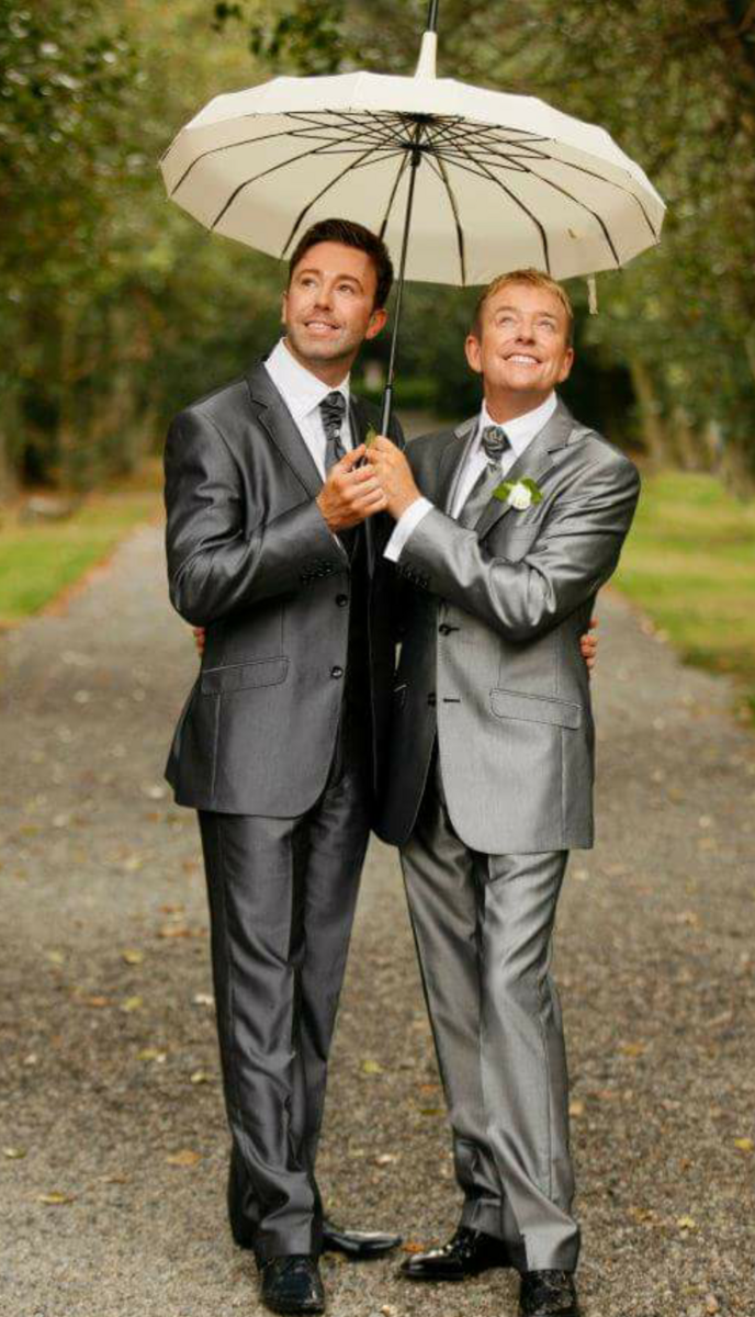 Alan Hughes and Karl Broderick on their wedding day. Alan Hughes and Karl Broderick on their wedding day.