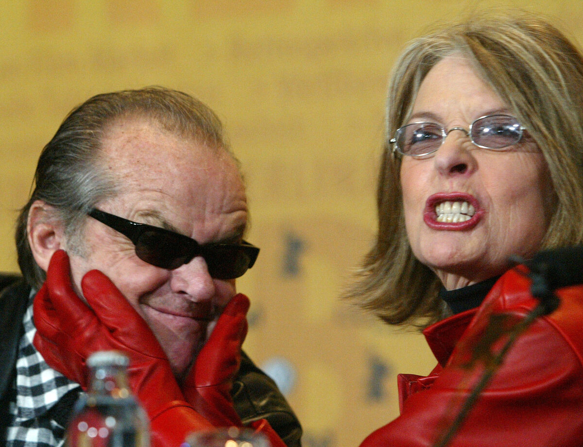 Diane Keaton and Jack Nicholson joke at a press conference for 'Something's Gotta Give' at the 54th Berlinale International film festival in Berlin in 2004.