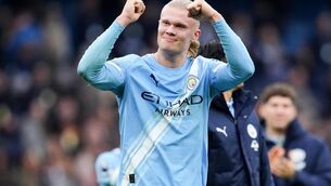 <p>MAIN MAN: Manchester City's Erling Haaland following the Premier League match at the Etihad Stadium on Saturday. </p>