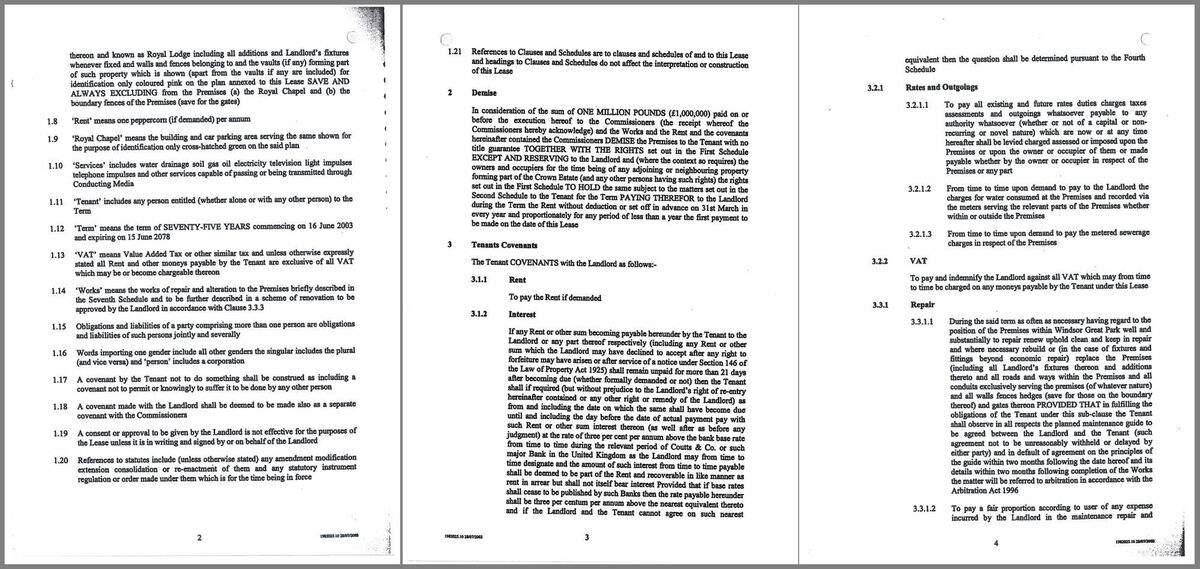 The lease suggests that the crown estate would owe Prince Andrew about £558,000 if he gave up the lease.