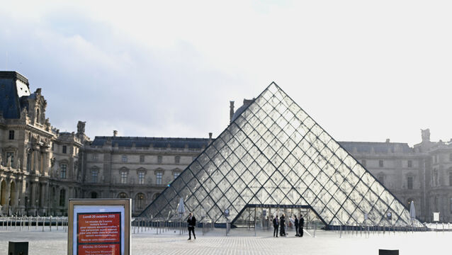 The empty courtyard of the Louvre museum in Paris (Emma Da Silva/AP)