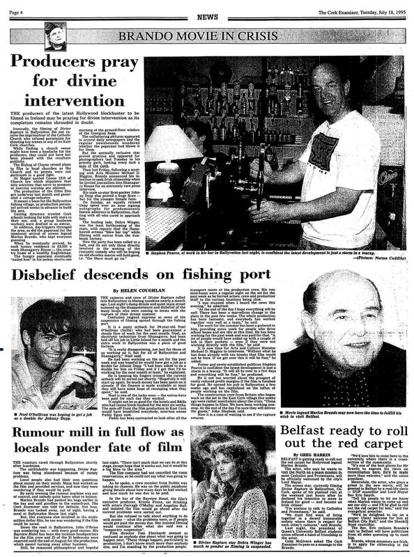 The collapse of the 'Divine Rapture' project in July 1995 was covered extensively in the 'Irish Examiner'.