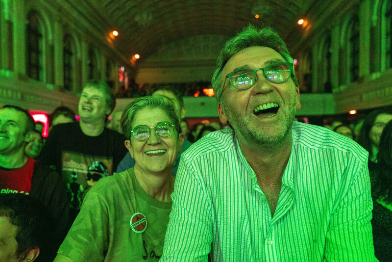 Front row fans enjoying the Sultans of Ping. Picture: Noel Sweeney Front row fans enjoying the Sultans of Ping. Picture: Noel Sweeney