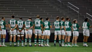 <p>SOUND OF SILENCE: Chicago Hounds players lineup prior to a MLR game against the Miami Sharks. With six years still to go before America’s Rugby World Cup, will the Hounds be forgotten strays by the time it gets here? Pic: Chris Arjoon/Getty Images</p>