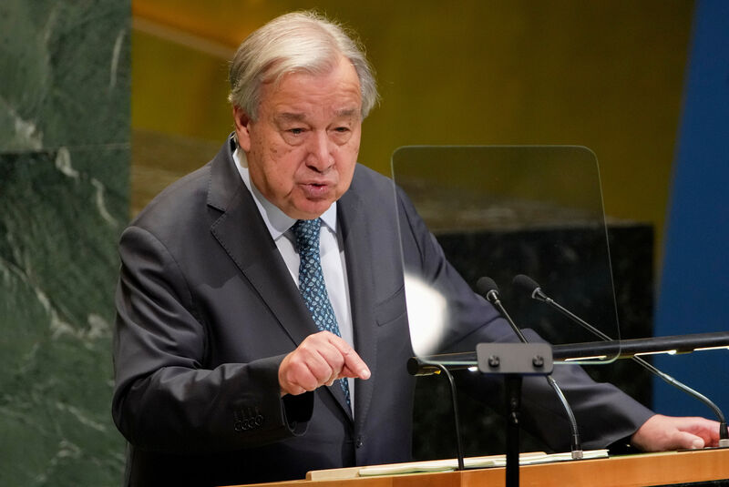 Secretary General Antonio Guterres addresses the 80th session of the United Nations General Assembly, Tuesday, Sept. 23, 2025, at UN headquarters. Picture: AP Photo/Angelina Katsanis