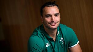 <p class="contextmenu internal_Caption">THE LOWE DOWN: James Lowe poses for a portrait during an Ireland Rugby media conference at SeatGeek Stadium in Chicago, USA. Photo by Ramsey Cardy/Sportsfile</p>