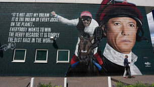 <p>ICON: A Frankie Dettori mural at Epsom Racecourse. Pic: Healy Racing</p>