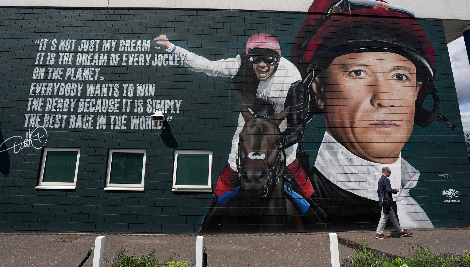 ICON: A Frankie Dettori mural at Epsom Racecourse. Pic: Healy Racing