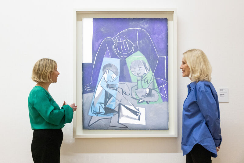 Dr Caroline Campbell, director, and Janet McLean, curator of modern art at the National Gallery in Dublin with Picasso's Claude Drawing, Francoise and Paloma. Picture: Naoise Culhane
