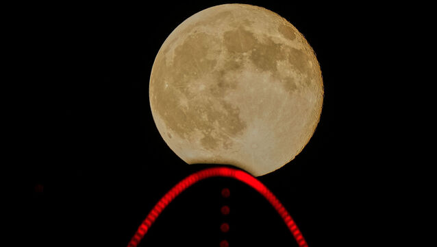 <p>The supermoon from October, pictured in Kansas City, USA. Picture: AP Photo/Charlie Riedel</p>