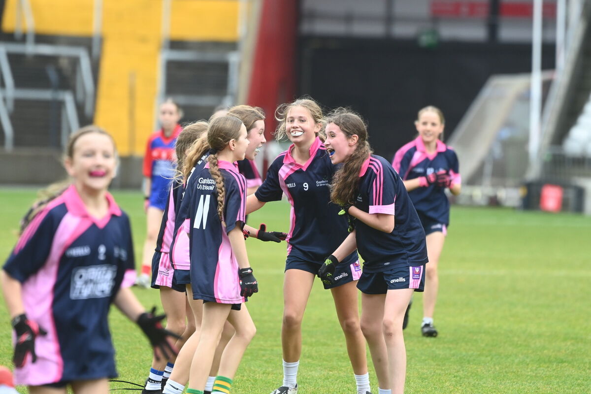  Joy for GS Ui Drisceoil after the Sciath na Scol Chorcai DGF2 final: Glounthaune vs Gaelscoil Ui Drisceoil at SuperValu Pairc Ui Chaoimh, Cork. Picture: Larry Cummins