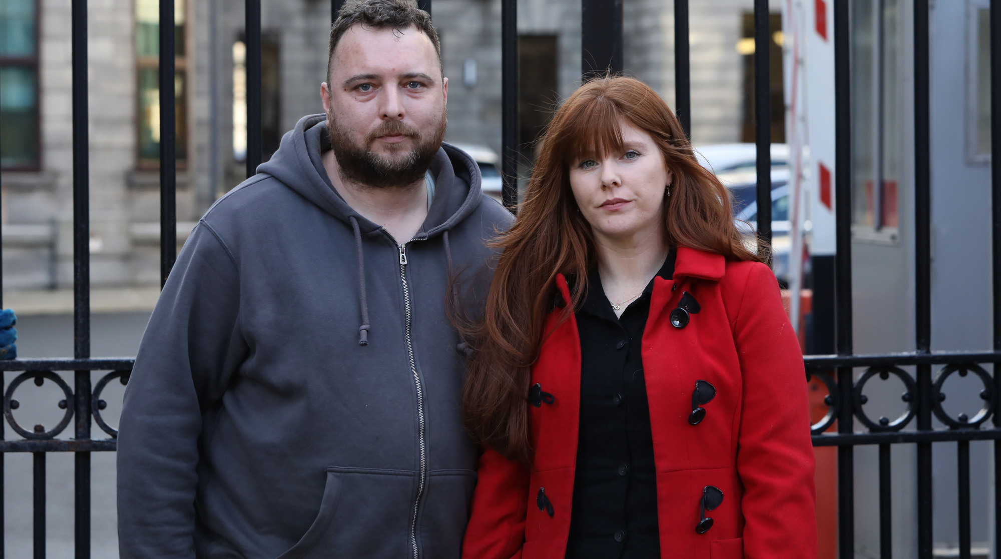 Fionn Bohane and Joanne Duggan of Ringaskiddy, Co Cork, outside the High Court today. CJ Bohane, who cannot walk or talk, had through his mother Joanne Duggan sued the HSE over the circumstances of his birth at Cork University Maternity Hospital and has settled a High Court action with a €3.5m interim payout. Picture: Collins Courts