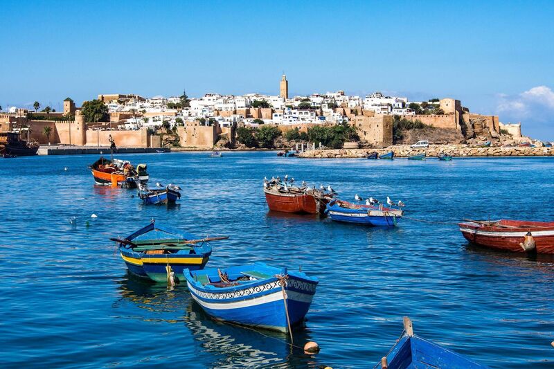 Rabat harbour in the river Bou Regreg at the mouth of the Atlantic Ocean.