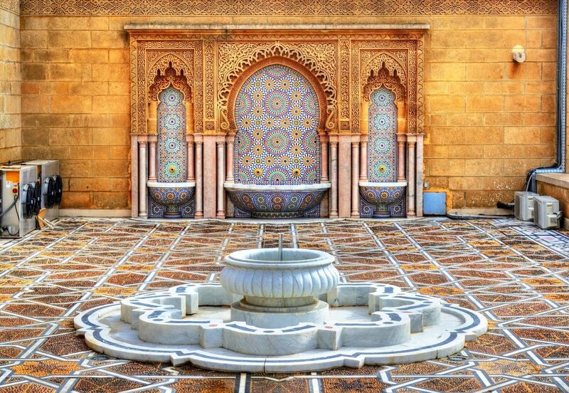 Fountain at the Mausoleum of Mohammed V in Rabat - Morocco