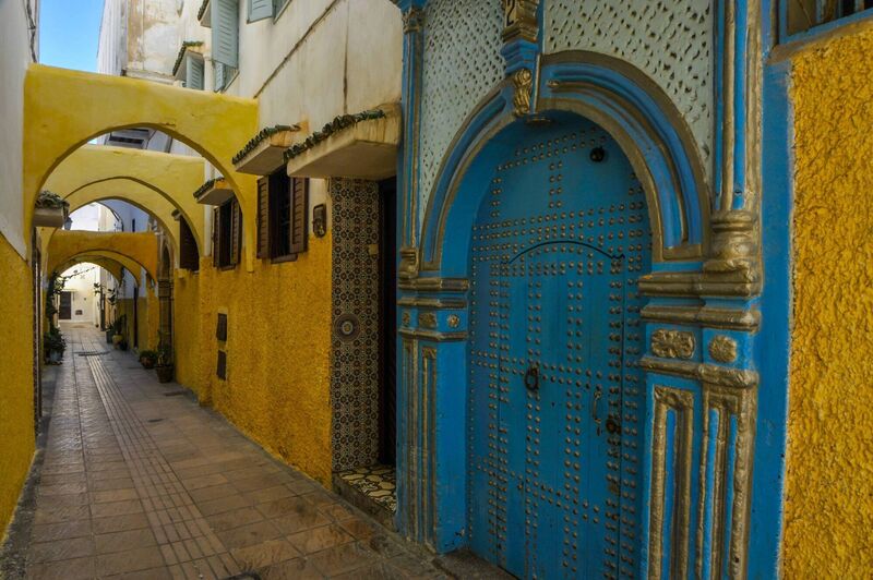 A colourful street in Rabat