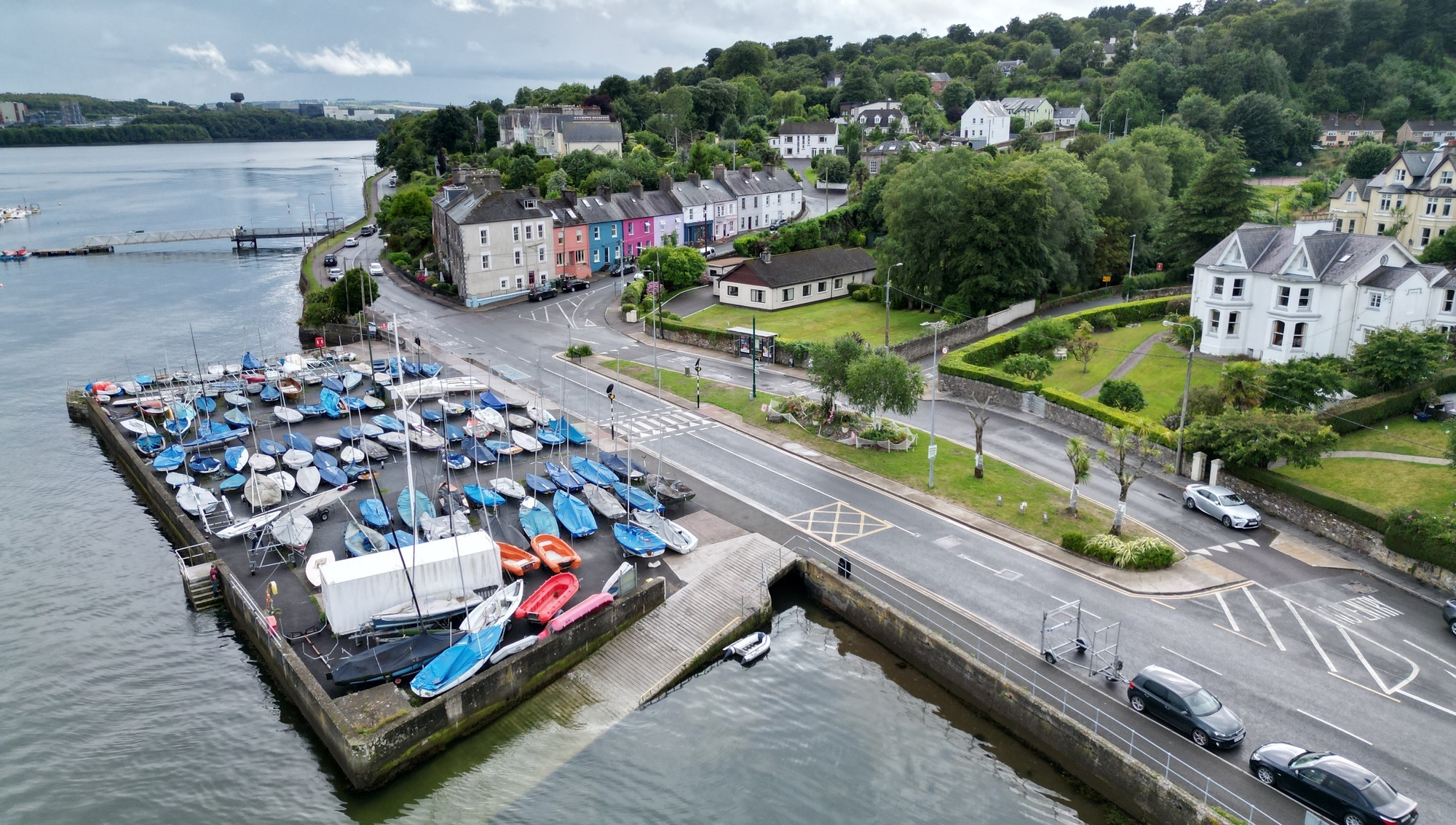 An aerial view of Monkstown, Co Cork, where the planned extension of the Cork-Kinsale greenway is prompting concern among residents. Picture: Chani Anderson