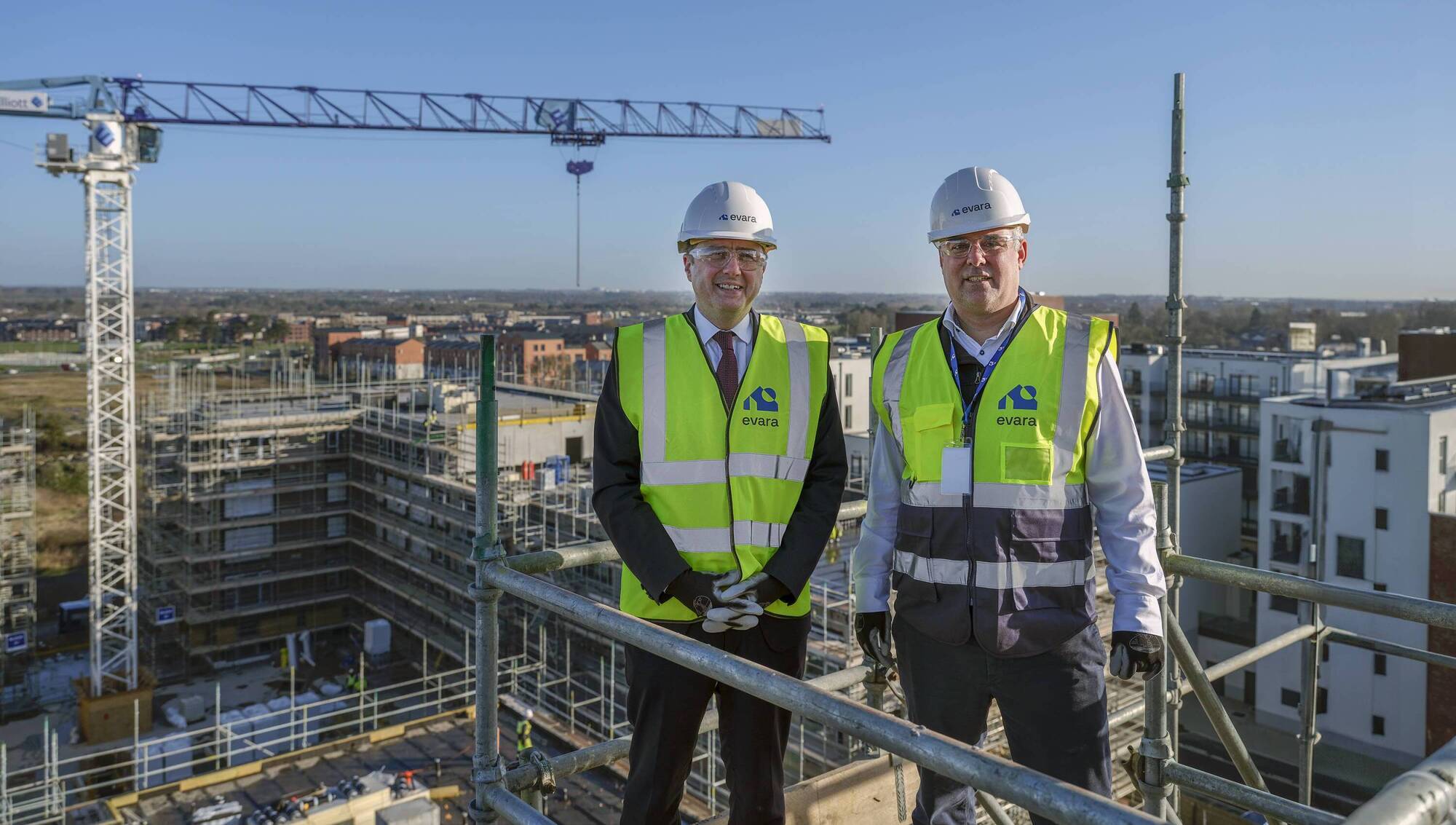 Housing minister James Browne and Evara CEO Michael Hynes at The Irons in Adamstown, Co Dublin earlier this year. The Government's new plan is expected to include a recommendation to accelerate the construction of new urban towns such as Adamstown. File picture: Colm Kerr 