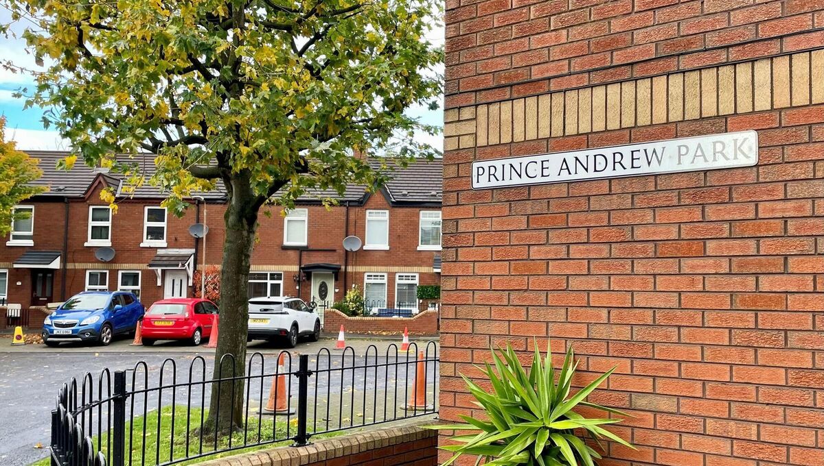 A street sign for Prince Andrew Park in south Belfast. Calls to change place names and street signs named after Prince Andrew have intensified, after he was stripped of his title. Picture: PA/PA Wire