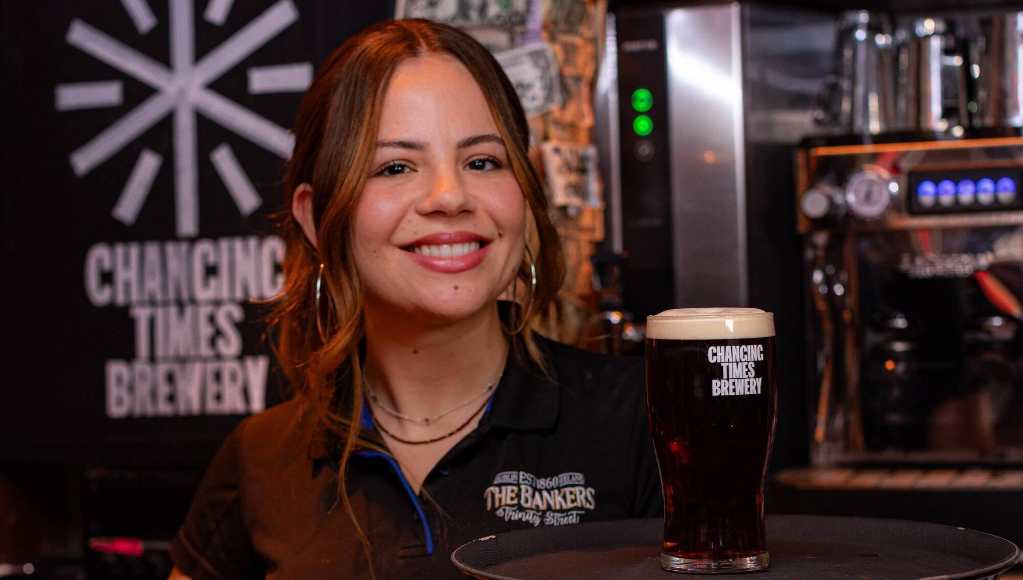 Lorena Sampaio of The Bankers Bar, Trinity Street with a pint of the new ‘Bleedin Red Ale’ from Changing Times Brewery. The brewery Changing Times is predicting it will sell 5,000 kegs of beer this year and double that number in 2026.