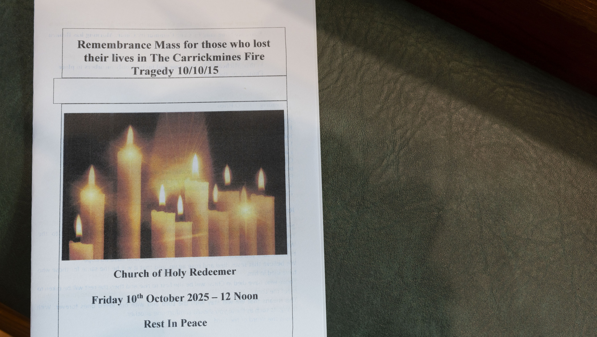 
                Families remember their loved ones who died in the Carrickmines fire tragedy at a Mass in the Church of Holy Redeemer, Bray. Picture: Sam Boal/Collins