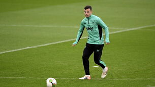 <p>Josh Cullen during a Republic of Ireland training session. Pic: Stephen McCarthy/Sportsfile</p>