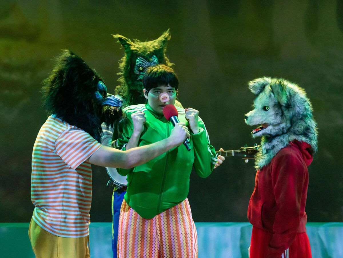 Kévin Coquelard, Diarmuid Armstrong, Bun Kobayashi, and Carolina Wilkinson in The Mirror Stage. Picture: Ste Murray Kévin Coquelard, Diarmuid Armstrong, Bun Kobayashi, and Carolina Wilkinson in The Mirror Stage. Picture: Ste Murray