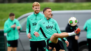 <p>Dara O'Shea during Republic of Ireland rraining, a the FAI National Training Centre, Abbotstown. Pic: ©INPHO/Ryan Byrne</p>