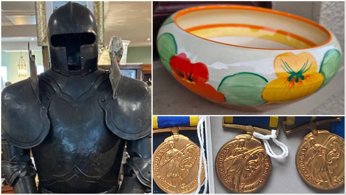 Suit of armour to aid time travel at antique fair today and tomorrow