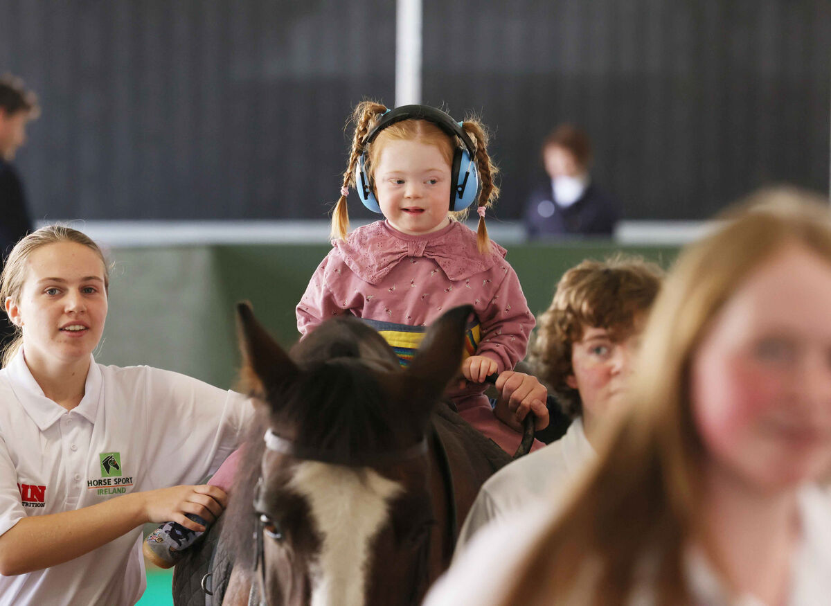Fiadh Brennan’s mother Evelyn says sessions at Childvision’s Jack de Bromhead Equine Centre are helping the four-year-old — who has Down syndrome and had open-heart surgery as an infant — build confidence, communication skills, and core strength. 	Picture: Leon Farrell/Photocall  
                    