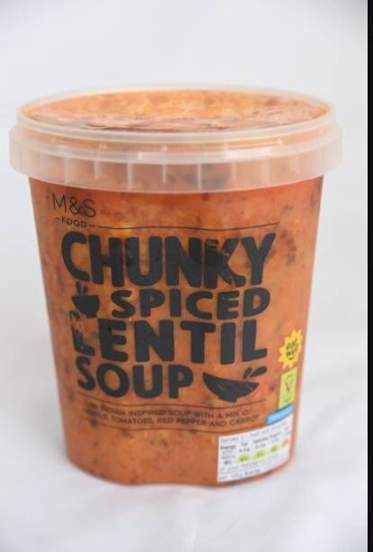 M&amp;S chunky spiced lentil soup 600g €4