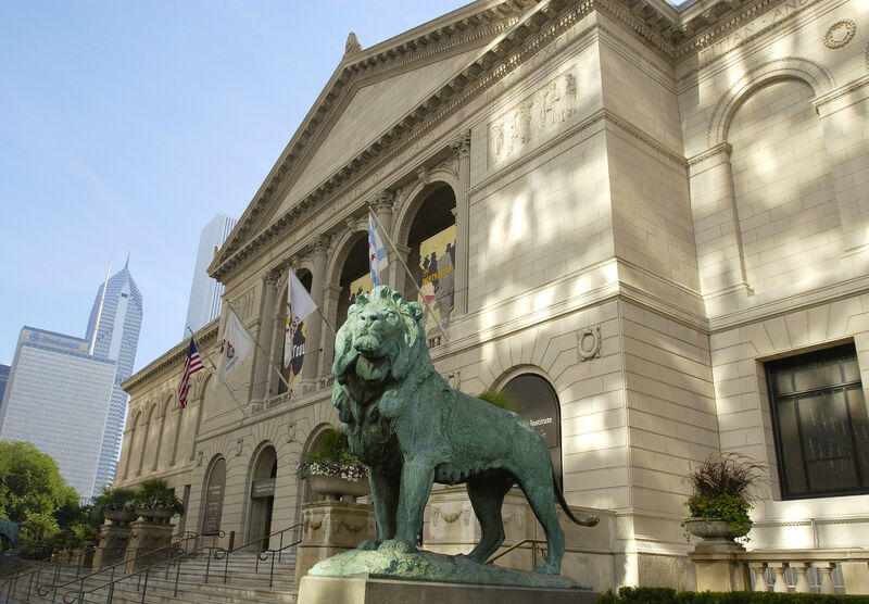 The entrance to the Art Institute of Chicago